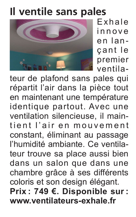 Exhale le ventilateur qui ventile sans pale